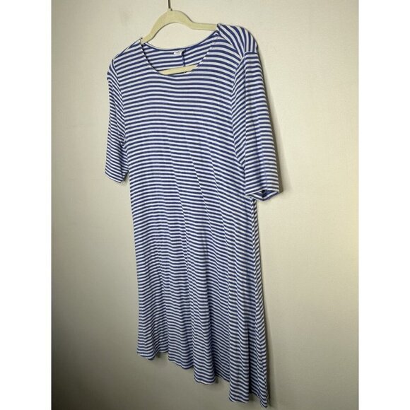 Old Navy Womens Blue Striped Short Sleeve Round Sleeve Shift Dress Size Medium - Picture 3 of 9